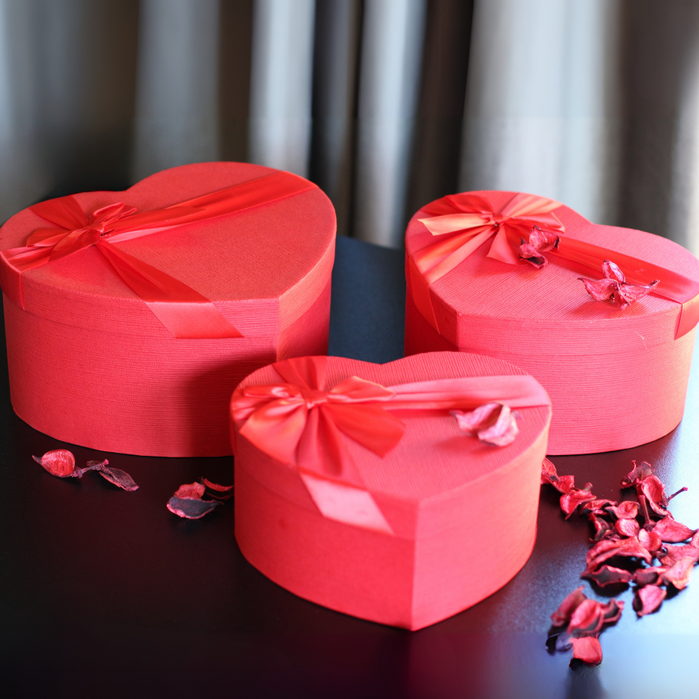 Large Red Heart Shaped Gift Box Set - 3 pcs
