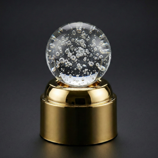 Large 3D Rotating Lighted White Crystal Ball