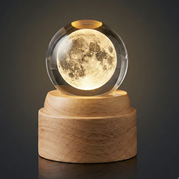 Large 3D Rotating Lighted Crystal Ball