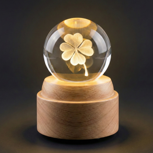 Large 3D Rotating Lighted Crystal Ball