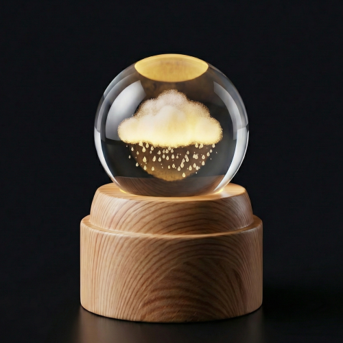 Large 3D Rotating Lighted Crystal Ball