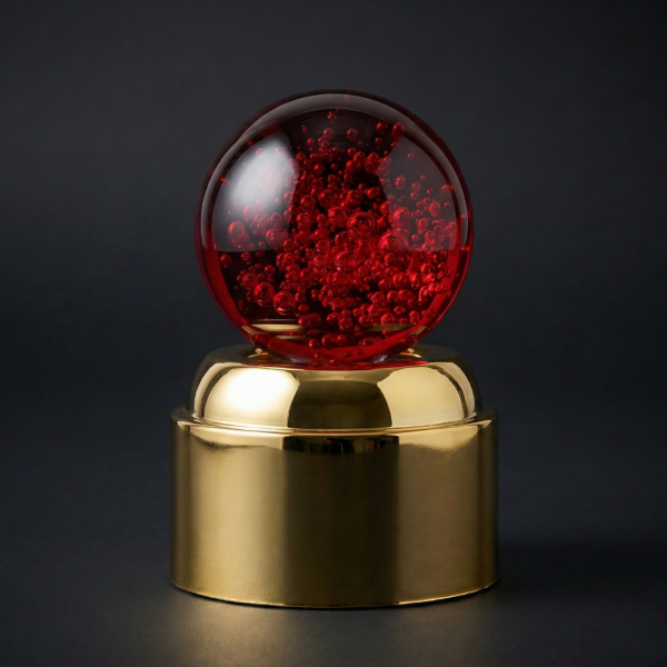 Large 3D Rotating Lighted Red Crystal Ball